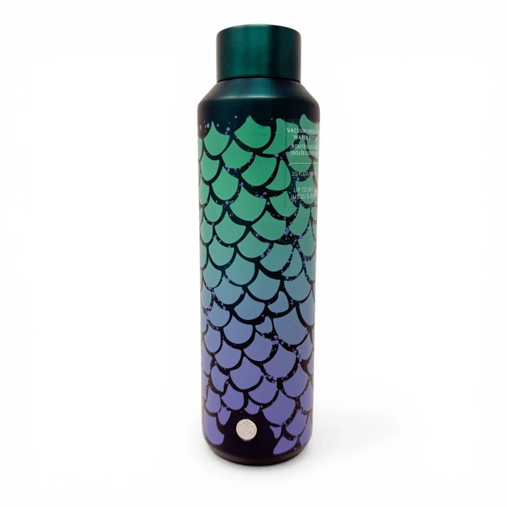 NWT Starbucks 2025 Mermaid Scales 20oz Stainless Steel Water Bottle  Purple Teal